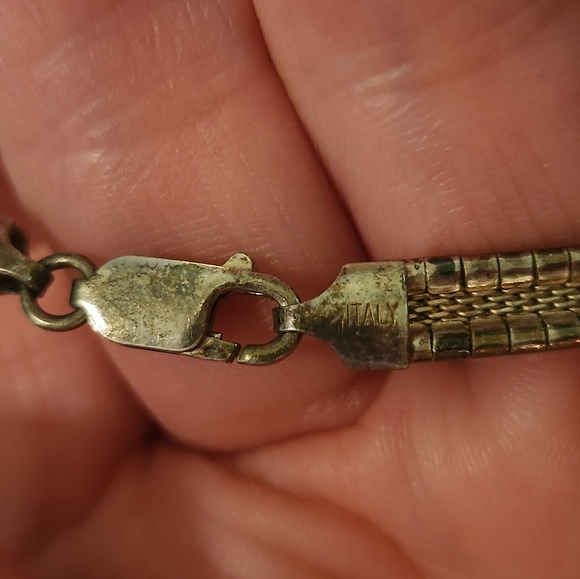 VINTAGE Vior Italy Silver Necklace 7.25" - Picture 5 of 12